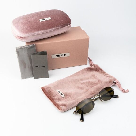 Miu Miu Women Sunglasses Old Gold Brown Oval MUA54S 26C09Z NEW AUTHENTIC main image 8